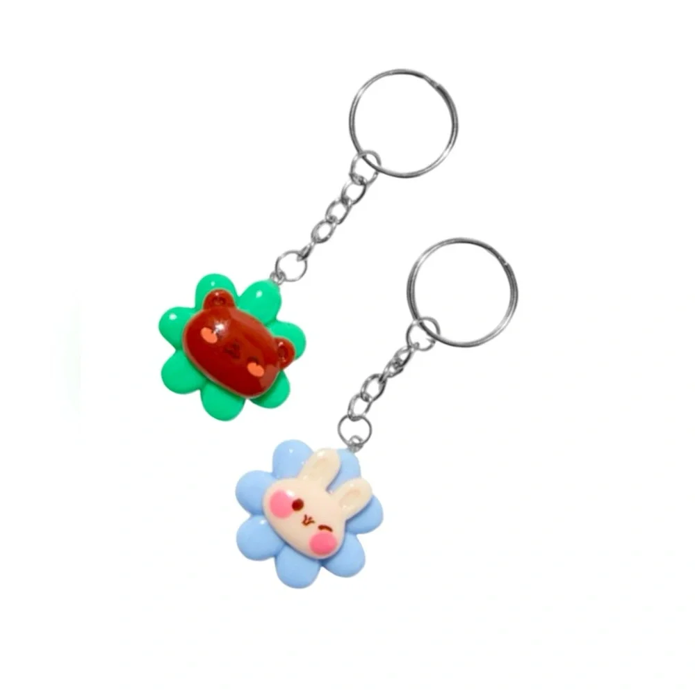 5-Pack Animal Critters Flowers Best Friends Keychains Set - NWT